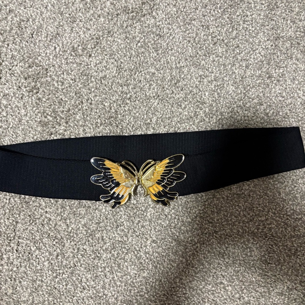 Vintage 1980's Elastic Interlocking Butterfly Belt‎ Made in Korea